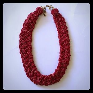 Beaded Necklace Braided Mauve 8" Drop