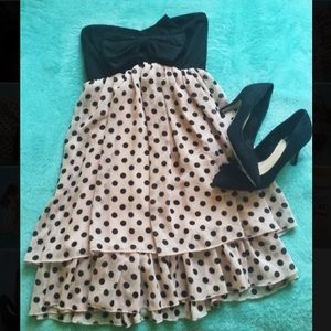 a-line black/pale pink polka • dot