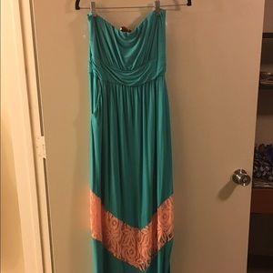 Blue and orange chevron lace maxi