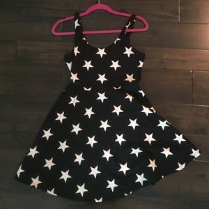 Black and white started skater dress.