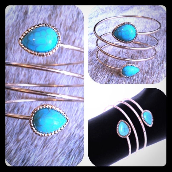 Jewelry - NWOT Pear Cut Turquoise Wrap Bracelet