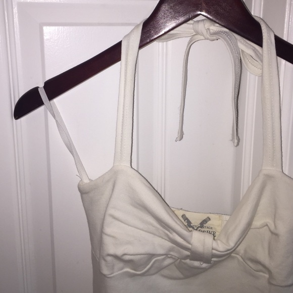 Stretchy cotton white halter top