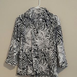 Black and White Patterned Dress Shirt