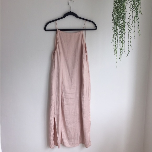 Zara Silk Side Slit Dress in Shell