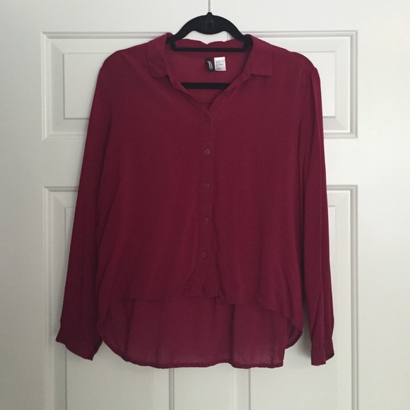 H&M Cranberry Button Down Top