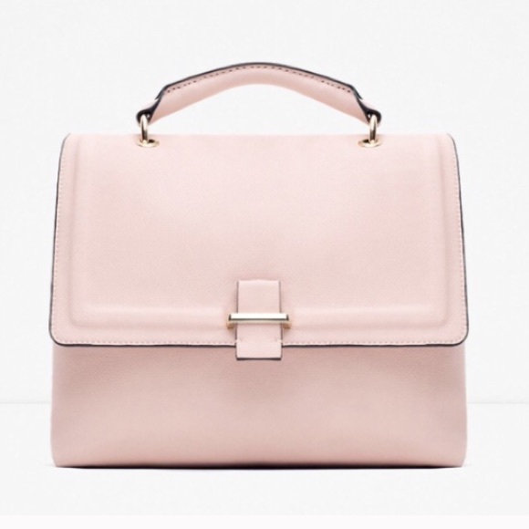 NWT ZARA PINK LEATHER CITY BAG BRAND NEW - Picture 2 of 3