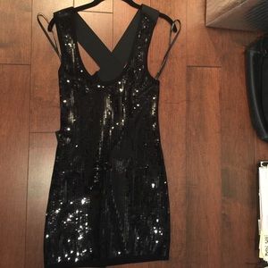 bebe All-Sequin Little Black Mini Dress