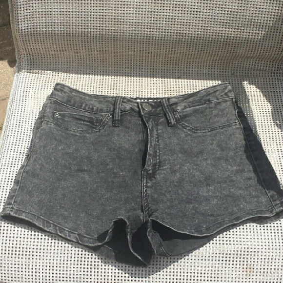 Black acid wash shorts