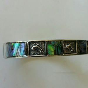 ABALONE / Silver w/ Dolphins Bracelet