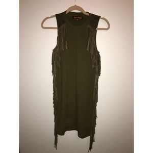 Shake it up green fringe dress