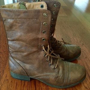 Brown combat boots