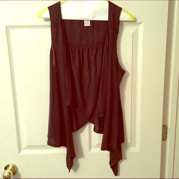 Sleeveless Cardigan W/ Chiffon Back