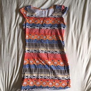 Fun summer print form fitting t shirt dress