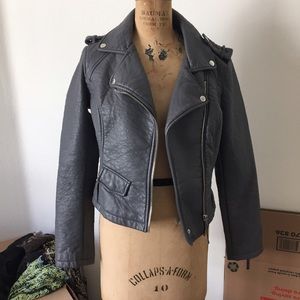 Gray vegan leather jacket