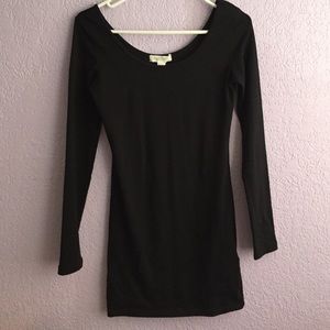 Black Scoop Neck Fitted Dress