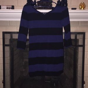 Black and blue stripped dress