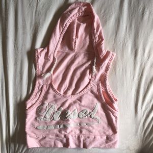 Cropped pink tank top hoody