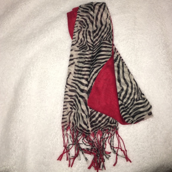 Red and Zebra Print Scarf