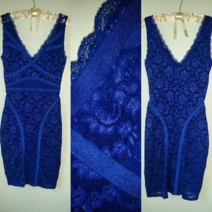 Royal blue body con mini dress, by VS