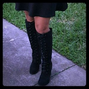 FLASH SALE - Lace up Black Suede Boots