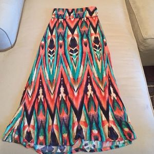 Bright aztec print maxi skirt