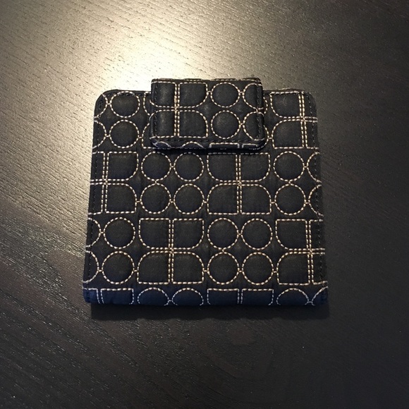 Kate Spade black fabric printed bifold wallet