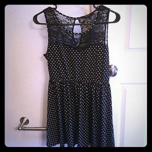 Black lace polka dot dress