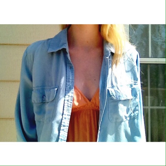 Hanna G. Blue silk button up blouse shirt - Picture 3 of 3