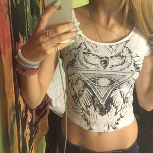 owl crop T-shirt, x back