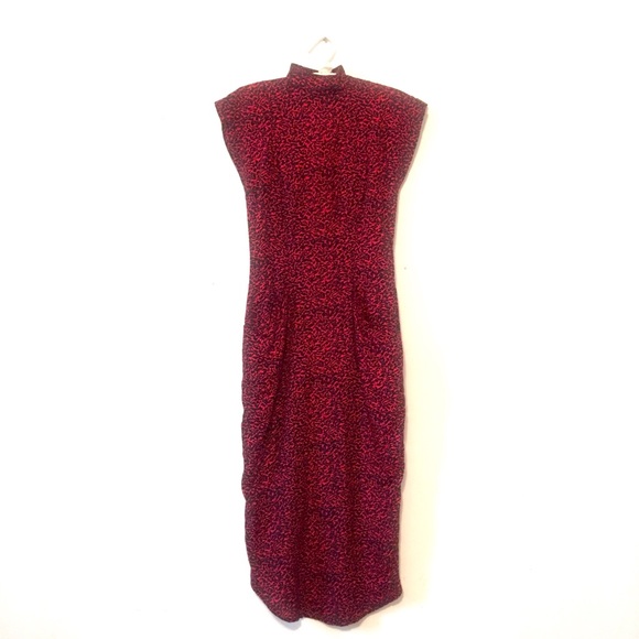 Vintage Animal Print Red Dress