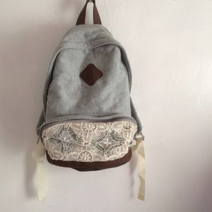 SOLD ❌Gray Lace Detail Backpack