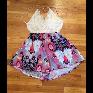 White lace & printed romper