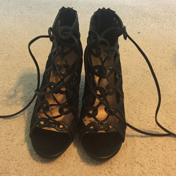 Lace strap heels