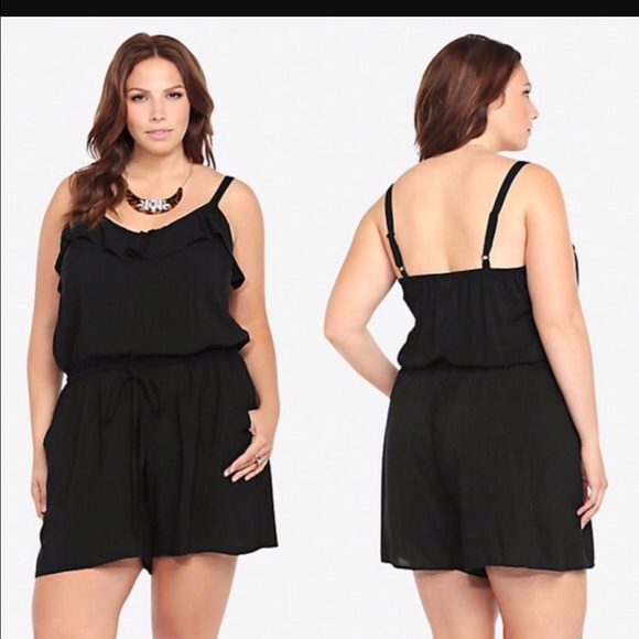 Black challis ruffle romper
