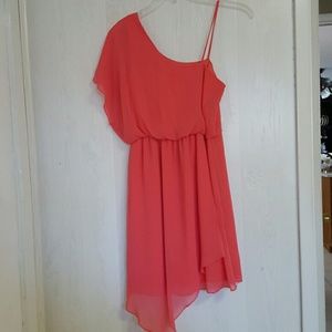 Asymmetrical salmon dress