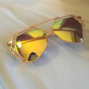 New Green & Gold Hexagon Mirror Sunglasses