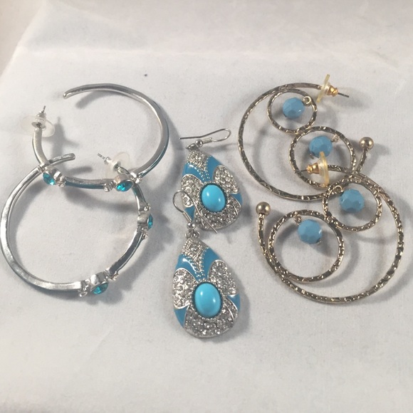 Three pairs of eye catching turquoise earrings