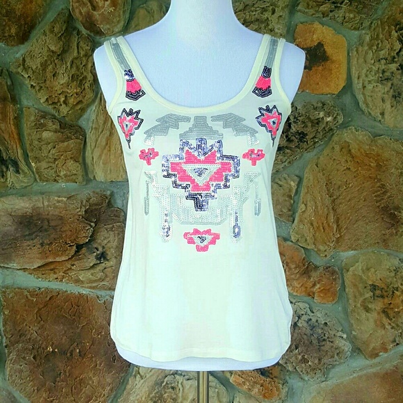 NWT Pacsun Kirra Aztec Sequined Tank Top