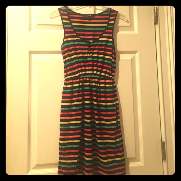 F21 Beautiful casual cotton rainbow dress