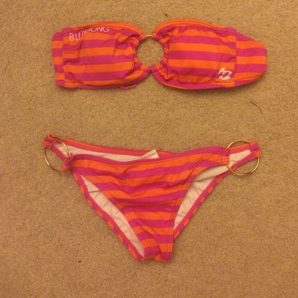 Magenta and orange striped Billabong bikini