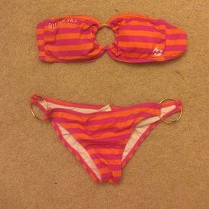 Magenta and orange striped Billabong bikini