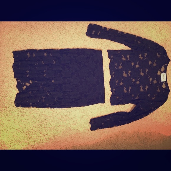 Free People Date Night Lace Crop Top/Skirt Size M