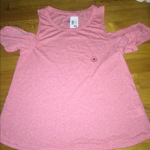 Cold shoulder pink top