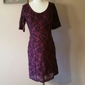 Purple lace maternity dress