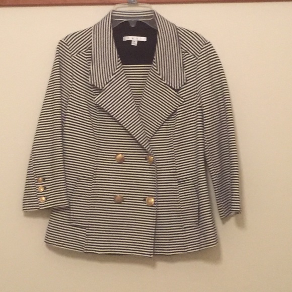 Cabi black and white striped jacket.