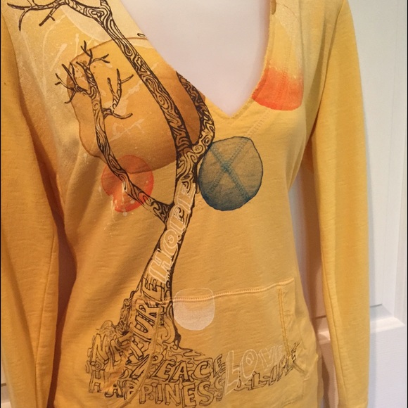 NWT Mudd yellow tree design hoodie - Picture 2 of 3