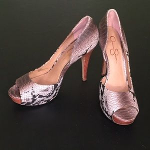 Jessica Simpson Acadia Python Peep Toe Heels