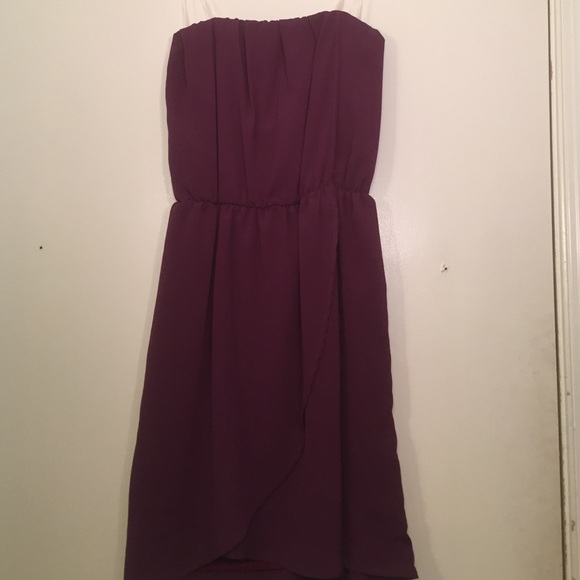 Plum chiffon strapless dress