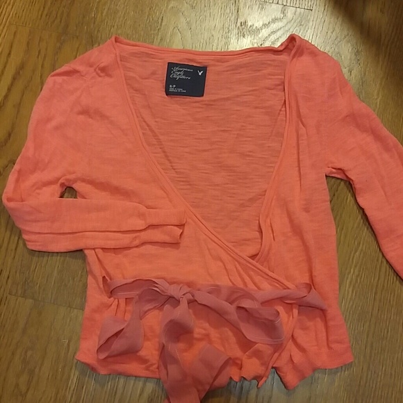 Coral American Eagle Outfitters wrap cardigan