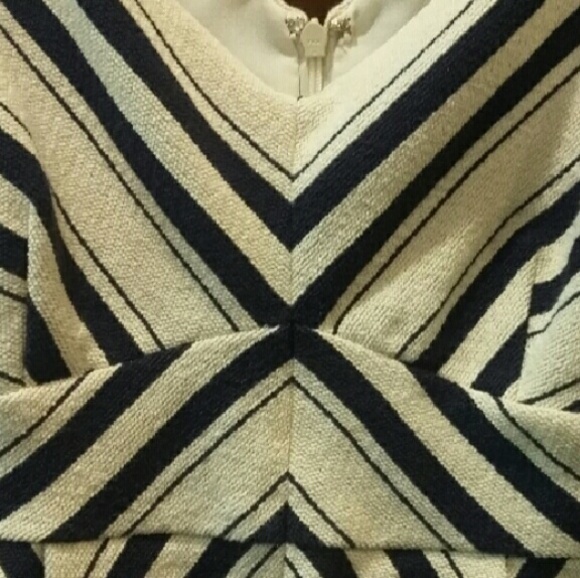 Navy Blue and White Striped peplum top - Picture 1 of 4